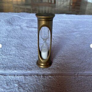Vintage Solid Brass 3 Minute Sand Timer 3.5" Tall ~ India